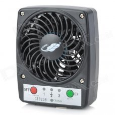 GT825B Portable 5V 1A USB 2.0 Powered 7-Blade 3-Mode Mini Fan - Black (1 x 18650)