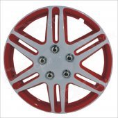 14 Inch ABS Car Wheel Hub Cover - Red + Silver (4 PCS)