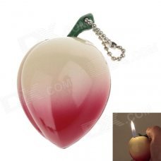 Peach Shaped Portable Gas Lighter w/ Chain - Red + Beige + Green Peach Shaped Portable Gas Lighter w/ Chain - Red + Beige + Green