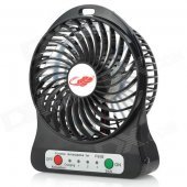 F95b Portable Mini USB / AC Power 4-Blade 3-Mode Fan - Black (1 x 18650)