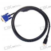 Gold Plated Mini HDMI Male to VGA Male Shielded Connection Cable (1.5M-Length)