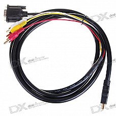 Gold Plated HDMI to VGA + Composite 3-RCA Audio Video Cable (1.6M-Length)