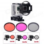 Fat Cat Flip 58mm Underwater Color-Correction Red +Magenta Dive Filter + CPL for GoPro Hero3+ -Black