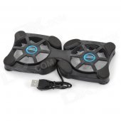 JLK-004 USB 2.0 Dual-Fan Cooling Dock Stand for Laptop - Black (DC 5V)