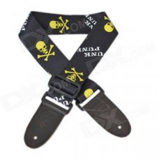 DEDO MA-52 Fashion Skull Pattern Polyester Adjustable Guitar / Bass Strap - Black + Yellow DEDO MA-52 Fashion Skull Pattern Polyester Adjustable Guitar / Bass Strap - Black + Yellow