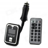 1" LCD Flexible Metallic Hose Bluetooth Handsfree Car Kit w/ FM Transmitter - Black