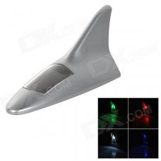 Universal Shark Fin Style Solar Power 8-LED RGB + White Light Car Alarm Lamp - Silver Universal Shark Fin Style Solar Power 8-LED RGB + White Light Car Alarm Lamp - Silver