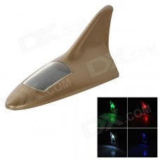 Universal Shark Fin Style Solar Power 8-LED RGB + White Light Car Alarm Lamp - Golden Universal Shark Fin Style Solar Power 8-LED RGB + White Light Car Alarm Lamp - Golden