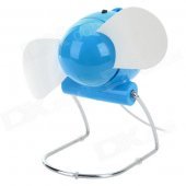 Mini Foldable AA Battery / USB-powered 2-blade Electric Fan - Blue