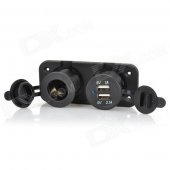 DIY 2-Port USB Female Car Cigarette Lighter Charger - Black (DC 12V)