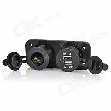 DIY 2-Port USB Female Car Cigarette Lighter Charger - Black (DC 12V) DIY 2-Port USB Female Car Cigarette Lighter Charger - Black (DC 12V)
