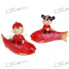 Valentine's Day Gift - Resin Chinese Style Couple on the Fish