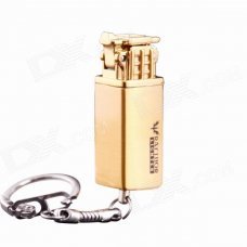 Vintage Mini Flint Grinding Wheel Butane Lighter w/ Keychain - Golden Vintage Mini Flint Grinding Wheel Butane Lighter w/ Keychain - Golden