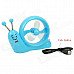Cute Snail Style USB Mini 3-Blade 1-Mode Desk Fan - Blue