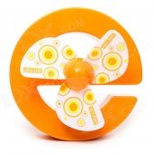 Cute E-Shaped Mini Portable Rechargeable USB 3-Blade 1-Mode Desk Fan - Orange