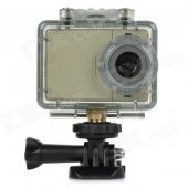 AT83 2" TFT 2/3" CMOS 5.0MP HD Waterproof Sports IP Camera w/ 4-IR-LED / TF / Mic. - Champagne