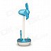 Haptime Flower Stylish USB Powered Fan w/ Cellphone Holder Stand - White + Blue