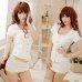 Women's Fashionable Sexy Airline Stewardess Style Cosplay Sleep Dress Set - White