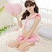 Women's Fashionable Sexy Student Style Cosplay Sleep Dress Set - White + Light Pink
