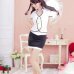 Women's Fashionable Sexy Stewardess Style Cosplay Sleep Dress Set - White