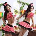 Women's Fashionable Sexy Mickey Style Cosplay Sleep Dress Set - White + Red