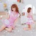 Women's Fashionable Sexy Maid Style Cosplay Sleep Dress Set - Pink + White