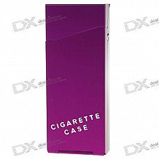 Lady's Aluminum Alloy Cigarette Case - Purple (Holds 10)