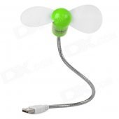USB Powered Flexible Neck 2-Blade Fan - White + Green + Silver
