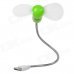 USB Powered Flexible Neck 2-Blade Fan - White + Green + Silver