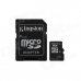Kingston 8GB microSDHC Class 4 Flash Memory Cards with SD Adapter SDC4/8GB
