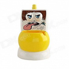 Fun Ceramic Cartoon Closestool Style Ashtray w/ Water Flush - Yellow + White Fun Ceramic Cartoon Closestool Style Ashtray w/ Water Flush - Yellow + White