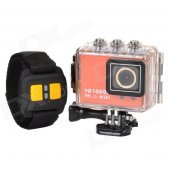 AT200 Sports Waterproof 1.5" TFT Screen HD CMOS Bike Mounted R/C DVR Video Recorder w/ Wifi - Orange