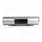 SANSUI E19 Bluetooth V2.1 2'' Screen Bass MP3 Speaker w/ TF / FM / Alarm Clock / Mic. / USB - Silver