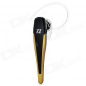 ZZ LE01 Bluetooth V4.0 Earhook Headset w/ Microphone / Voice Dial / Answer - Black + Golden
