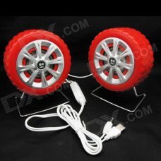 Newest JT053 Wheel Style Portable USB Powered 3.5mm Wired Desktop Speakers Set for PC / Laptop - Red Newest JT053 Wheel Style Portable USB Powered 3.5mm Wired Desktop Speakers Set for PC / Laptop - Red