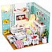 DIY Creative Cute Wooden Living Room Model Toy - White + Blue + Multi-Colored
