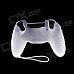 A-M011 Protective Silicone Case + Rocker Cap + Cross Key + Key Cap Set for PS4 Controller - White