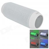 Portable Wireless Bluetooth V3.0 Car Speaker w/ Mic. / FM / Colorful Lights / TF Card Slot - White