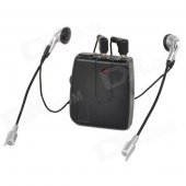 Motorcycle Front & Rear Seat Walkie Talkie Intercome w/ Microphone + Earphones - Black (2 x AAA)