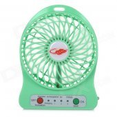 Portable USB 2.0 Powered 4-Blade 3-Mode Mini Desktop Fan w/ LED - Green (1 x 18650)