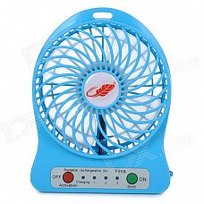 Portable USB 2.0 Powered 4-Blade 3-Mode Mini Desktop Fan w/ LED - Blue (1 x 18650) Portable USB 2.0 Powered 4-Blade 3-Mode Mini Desktop Fan w/ LED - Blue (1 x 18650)