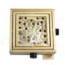 Wood Education Bead Rolling Maze Puzzle Game - Light Yellow + Black Wood Education Bead Rolling Maze Puzzle Game - Light Yellow + Black