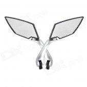 DIY Rhombus Shaped Motorcycle Rearview Mirror - Silver + Black (1 Set)