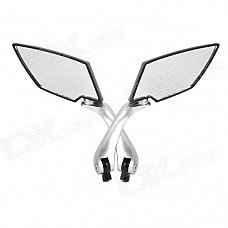DIY Rhombus Shaped Motorcycle Rearview Mirror - Silver + Black (1 Set) DIY Rhombus Shaped Motorcycle Rearview Mirror - Silver + Black (1 Set)
