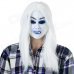 Halloween Scary White Hair Shiroki Majo Face Mask - White + Multi-Color Halloween Scary White Hair Shiroki Majo Face Mask - White + Multi-Color