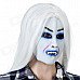Halloween Scary White Hair Shiroki Majo Face Mask - White + Multi-Color Halloween Scary White Hair Shiroki Majo Face Mask - White + Multi-Color