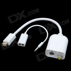 CHEERLINK Mini DVI Male to RCA Female / S Terminal + Bisected Audio Cable Set - White CHEERLINK Mini DVI Male to RCA Female / S Terminal + Bisected Audio Cable Set - White
