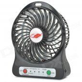 Portable USB Powered Rechargeable 4-Blade Fan w/ Indicator - Black (1 x 18650)
