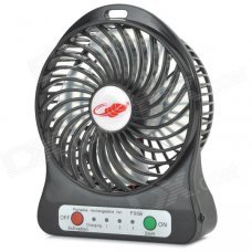 Portable USB Powered Rechargeable 4-Blade Fan w/ Indicator - Black (1 x 18650)
