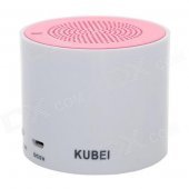 KUBEI 300A Portable Wireless Bluetooth V3.0 Speaker w/ Micro USB - White + Light Pink